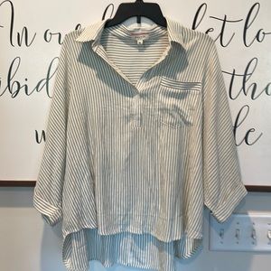 Andree green and white stripped blouse